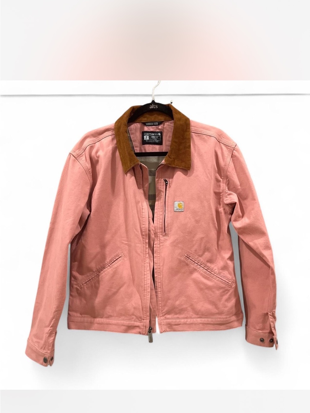 Carhartt Pink Jacket with Brown Corduroy Collar